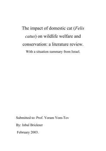 The impact of domestic cat (Felis catus) on wildlife welfare and ...