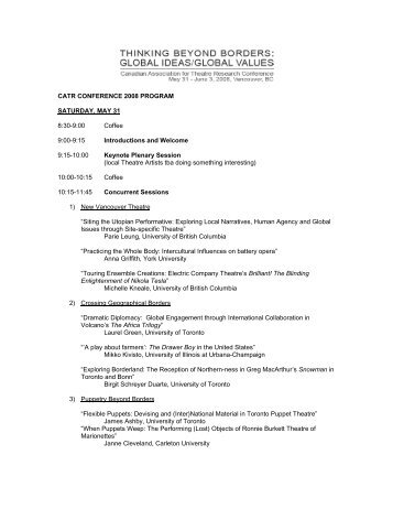 CATR 2008 Conference Program - Theatre at UBC - University of ...