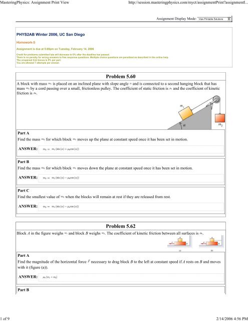 mastering physics assignments