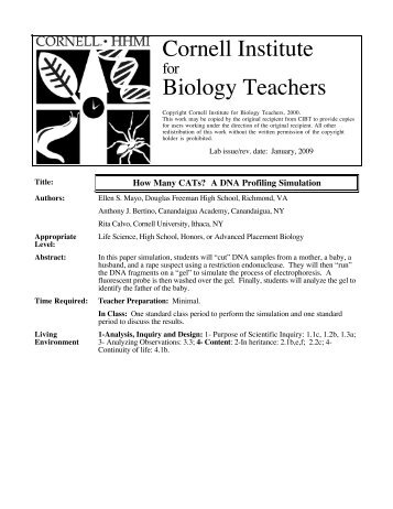 How Many CATs? A DNA Profiling Simulation - Cornell Institute for ...