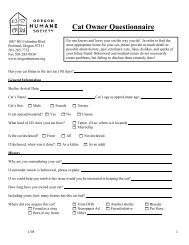 Cat Owner Questionnaire