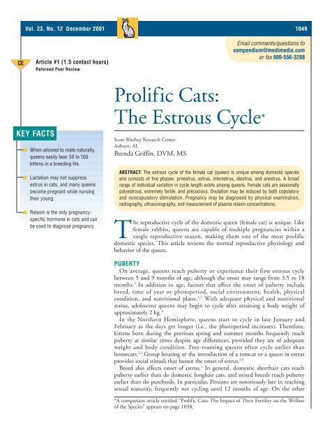 Prolific Cats: The Estrous Cycle* 