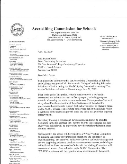 Accrediting Commission for Schools - Mt. San Antonio College