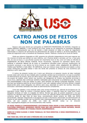 CATRO ANOS DE FEITOS NON DE PALABRAS - SPJ-USO Galicia