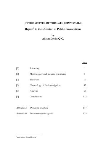 Report to the Director of Public Prosecutions by Alison Levitt Q.C.