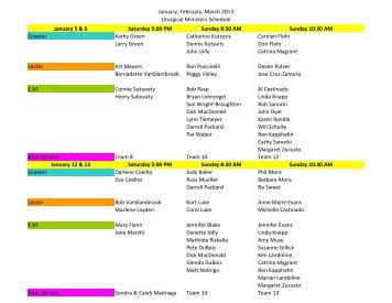 Liturgical Ministry Schedule - St. Anne Church