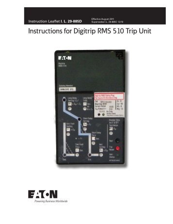 Instructions for Digitrip RMS 510 Trip Unit
