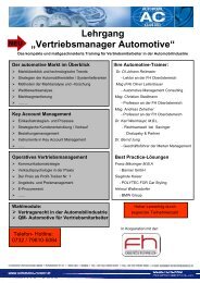 Lehrgang „Vertriebsmanager Automotive“ - Automobil Cluster