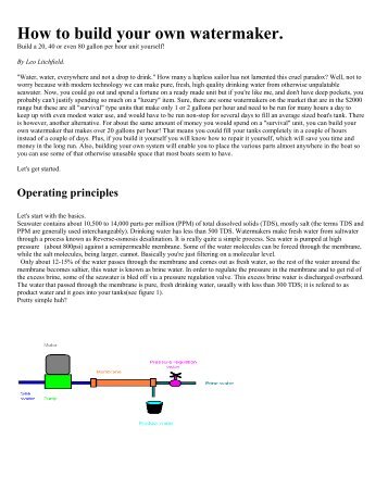 How to build your own watermaker - Westward II