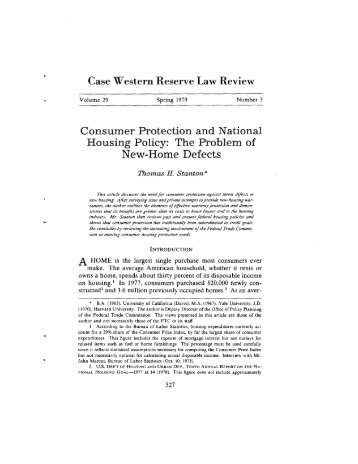 Consumer Protection and National Housing Policy: The Problem of ...