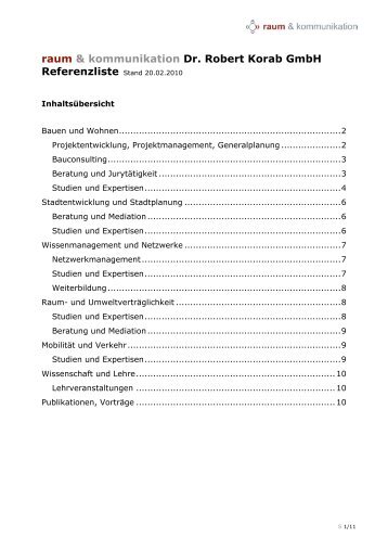 raum & kommunikation Dr. Robert Korab GmbH Referenzliste