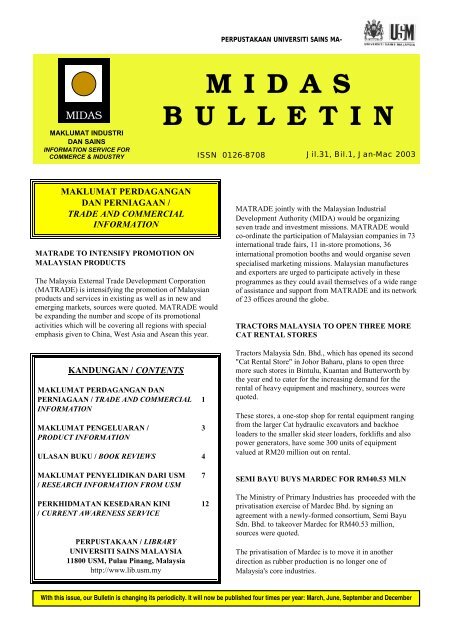 MIDAS Bulletin - USM - Universiti Sains Malaysia