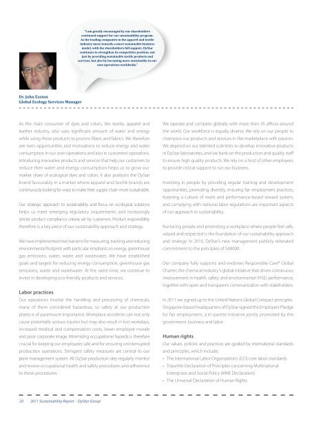 Read the DyStar Sustainability Report 2011...