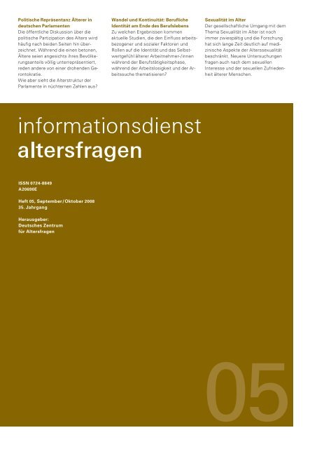 Heft 05/2008 - Deutsches Zentrum für Altersfragen