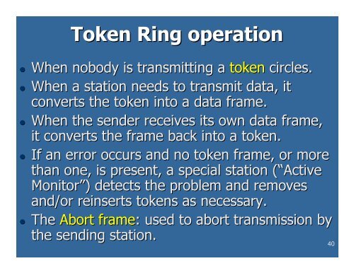 Lecture #14: Local Area Networks ALOHA Ethernet Token Ring ...