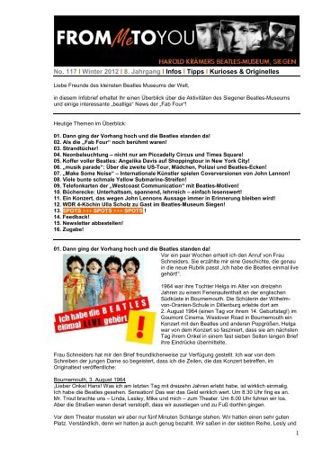 From me to You Laden Sie sich hier - Beatles home museum, Siegen
