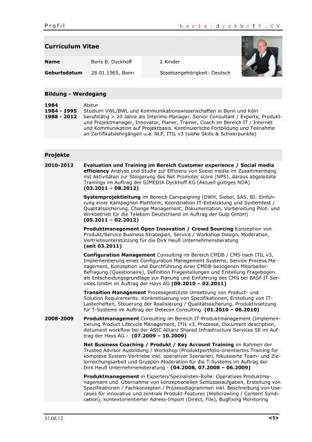 CV / Profil - boris.dyckhoff consulting