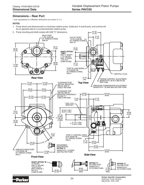 Series PAVC Variable Volume Piston Pumps - Parker Hannifin ...