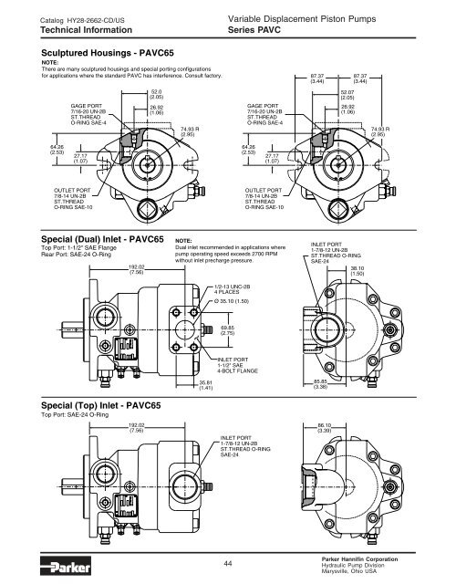 Series PAVC Variable Volume Piston Pumps - Parker Hannifin ...