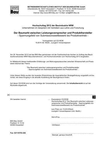Vorlage Wibau-Verlag "Werbeblätter" - BWI-Bau