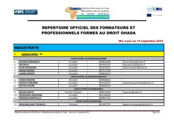 2012 CNO Répertoire Stagiaires & Formateurs OHADA vnonsignée