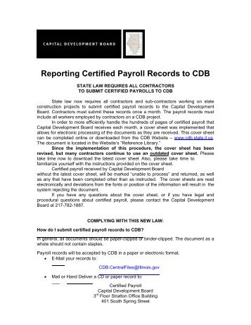 Reporting Certified Payroll Records To CDB - Capital Development ...