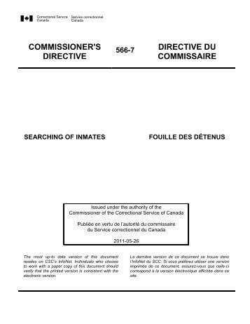 CD 566-7 - Searching of Inmates - Service correctionnel du Canada
