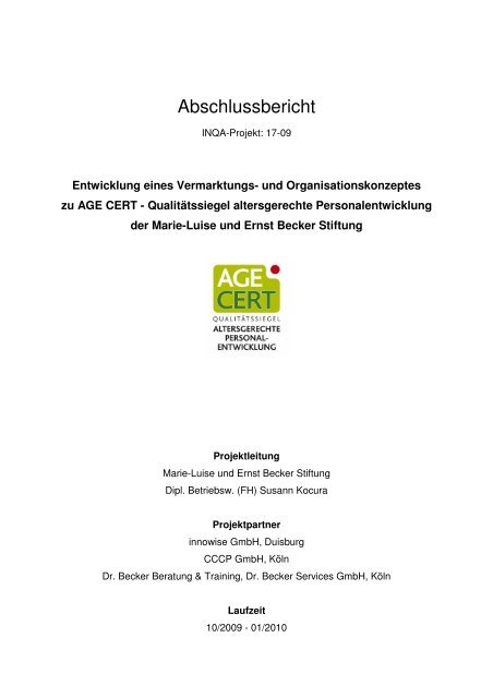 Abschlussbericht "AGE CERT" [PDF, 316KB] - INQA