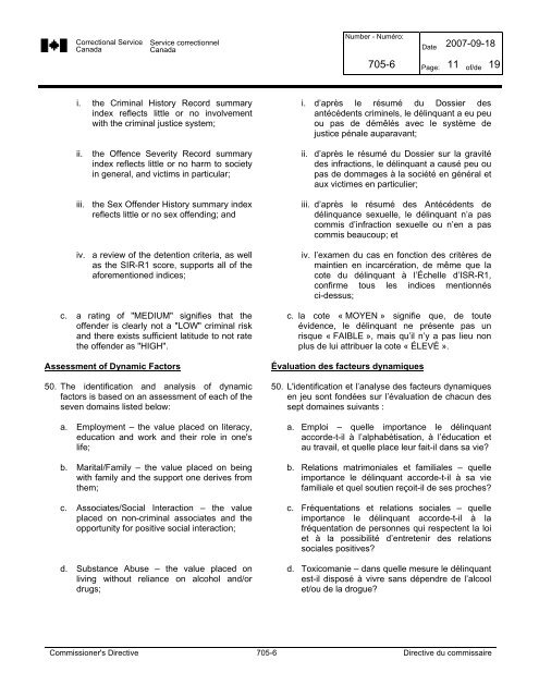 CD 705-6 - Correctional Planning and Criminal Profile - Service ...