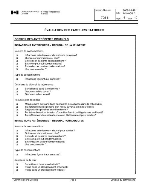 CD 705-6 - Correctional Planning and Criminal Profile - Service ...