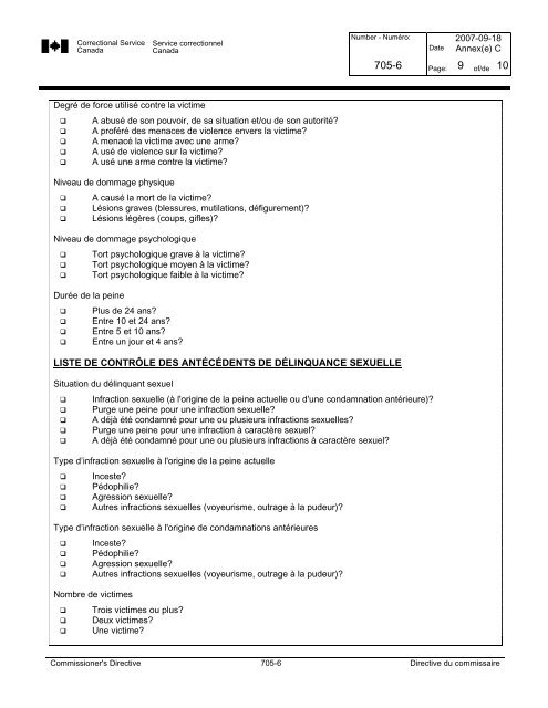 CD 705-6 - Correctional Planning and Criminal Profile - Service ...