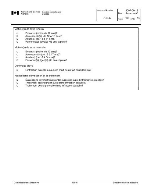 CD 705-6 - Correctional Planning and Criminal Profile - Service ...