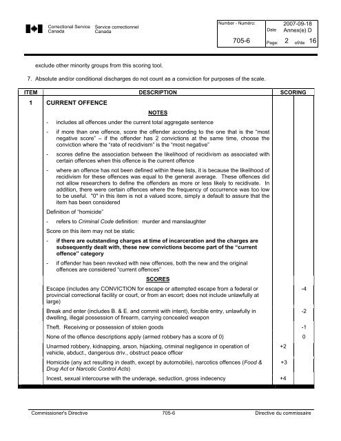 CD 705-6 - Correctional Planning and Criminal Profile - Service ...