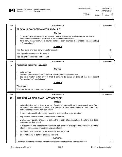 CD 705-6 - Correctional Planning and Criminal Profile - Service ...