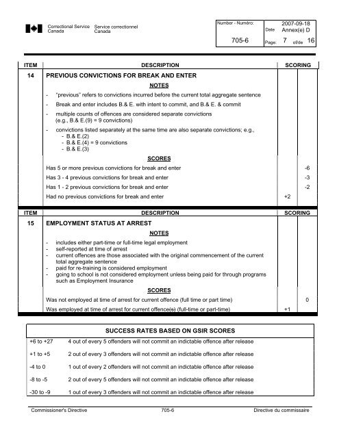 CD 705-6 - Correctional Planning and Criminal Profile - Service ...