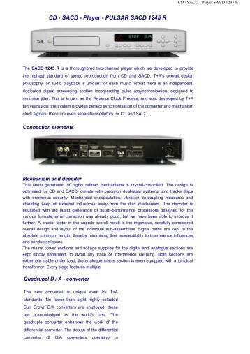 CD - SACD - Player - PULSAR SACD 1245 R - T+A Elektroakustik