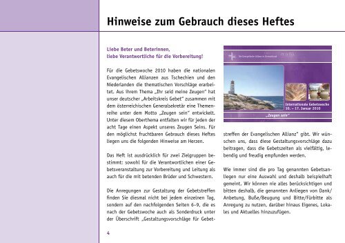 Gebetsheft Allianzgebetswoche 2010 - Deutsche Evangelische Allianz