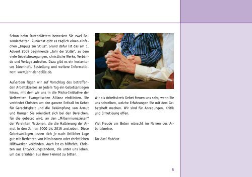 Gebetsheft Allianzgebetswoche 2010 - Deutsche Evangelische Allianz