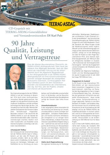 90 Jahre TEERAG-ASDAG AG - Interview