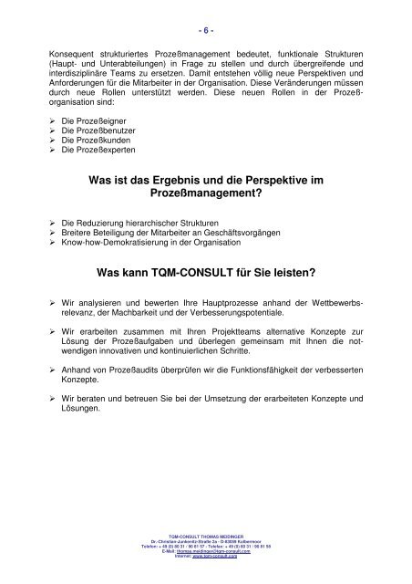 Was kann TQM-CONSULT für Sie leisten?