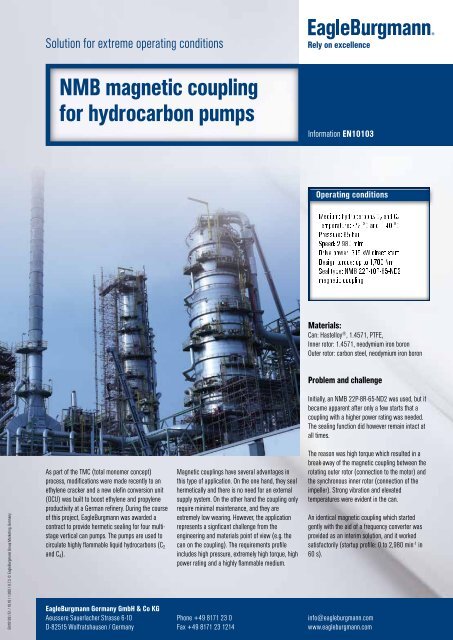 NMB magnetic coupling for hydrocarbon pumps - EagleBurgmann