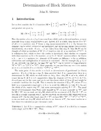 Determinants of Block Matrices