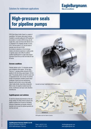 High-pressure seals for pipeline pumps - EagleBurgmann