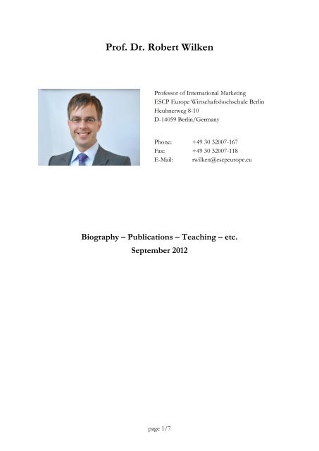 Robert Wiksten Prof. Dr. Robert Wilken - ESCP Europe