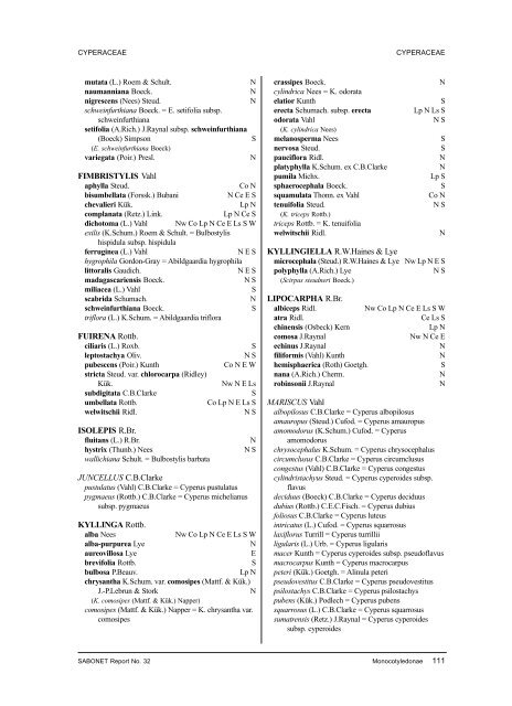 monocotyledonae - SABONET