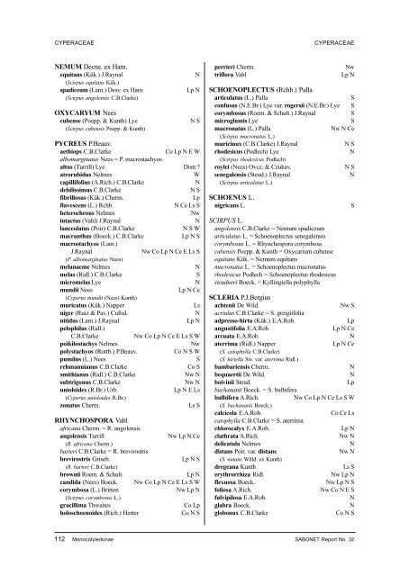 monocotyledonae - SABONET