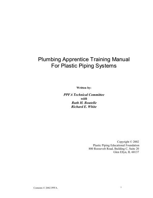 Pipe Training.pdf Plumbing Apprentice Training Manual For Plastic Piping Systems