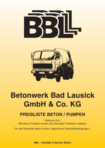aktuellen Preisliste - Betonwerk Bad Lausick GmbH & Co. KG
