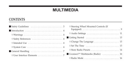 multimedia system user's manual - Jeep