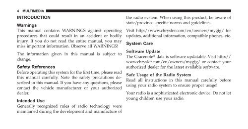 multimedia system user's manual - Jeep